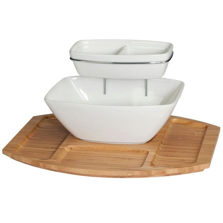 Creative Ware 'TableStyles' Bamboo/Ceramic Chip 'n Dip Party Server Set