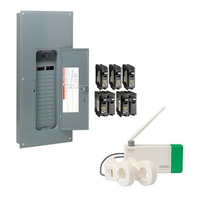 Homeline 200 Amp. 30-Space 60-Circuit Indoor Main Breaker Qwik-Grip Plug-On Neutral Panel, Wiser Energy Monitor - Super Arbor