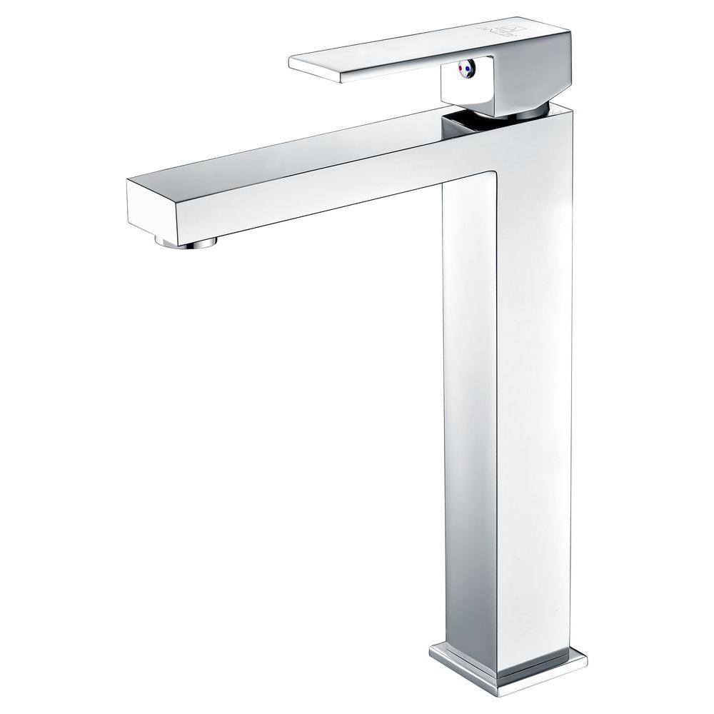Key Series Deco-Glass Vessel Sink in Lustrous Blue and Black with Enti Faucet in Chrome - Super Arbor