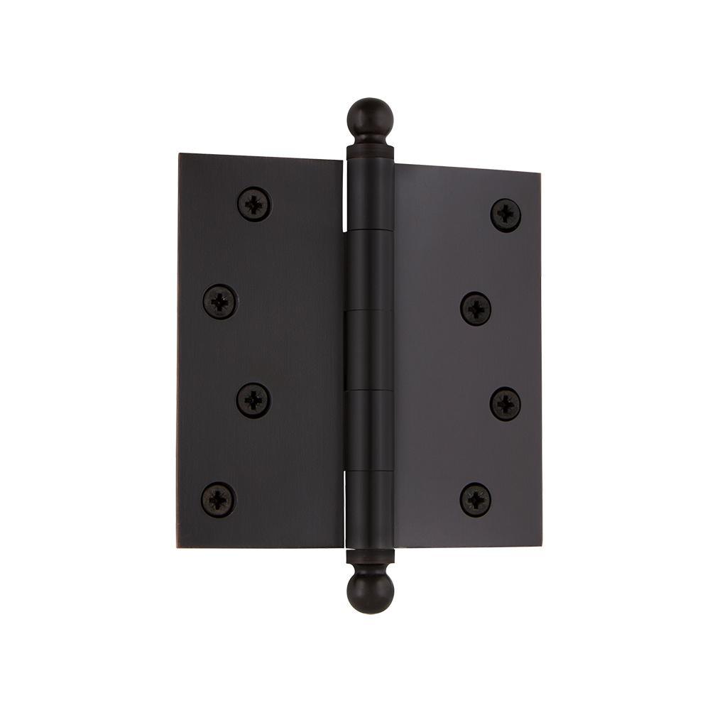 4 in. Ball Tip Residential Hinge with Square Corners in Antique Brass - Super Arbor