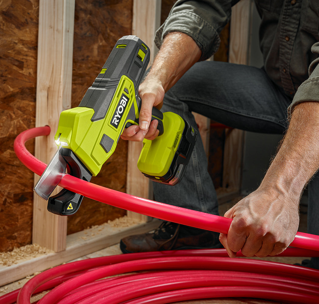 RYOBI 18V ONE+ PEX and PVC Shear Cutter, 1/4 in. to 2 in., with 2.0 Ah Battery and Charger Kit