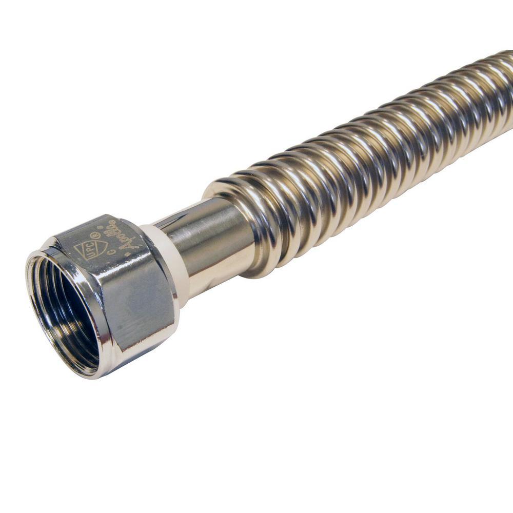 1/2 in. Stainless Steel PEX Barb x 3/4 in. Female Pipe Thread x 18 in. Water Heater Connector - Super Arbor