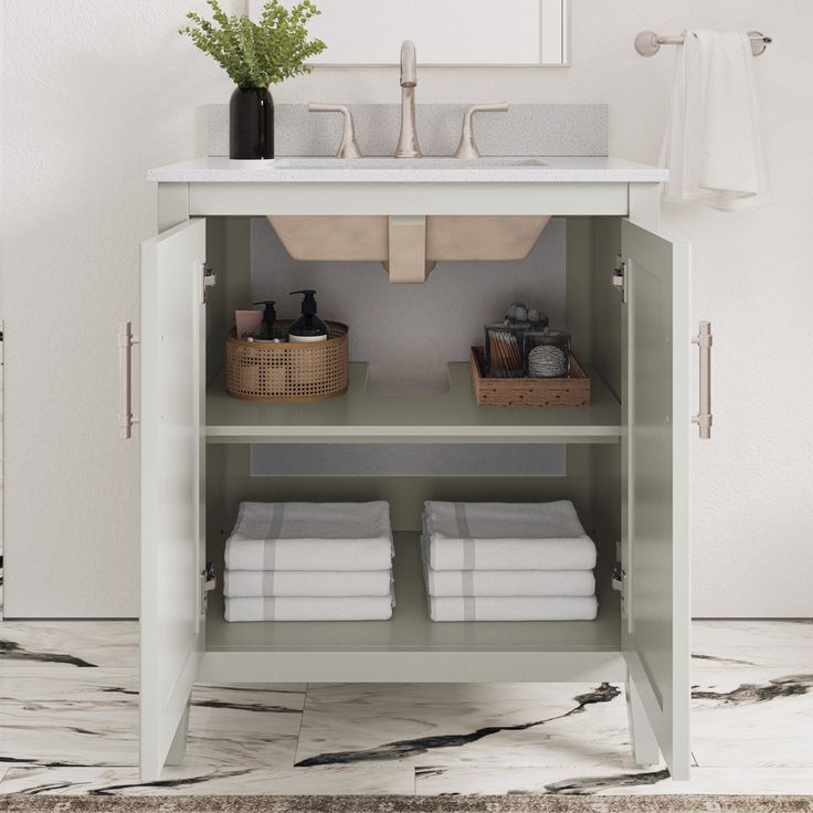Style Selections Alaia 30-in Muse Gray Undermount Single Sink Bathroom Vanity with White Engineered Stone Top