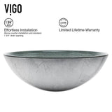 VIGO Handmade Glass Round Vessel Bathroom Sink in Simply Silver