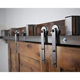 8 ft./96 in. Black Bypass Sliding Barn Hardware Track Kit for Double Wood Doors with Non-Routed Door Guide - Super Arbor