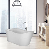 67 in. Acrylic Single Slipper Flatbottom Bathtub Non-Whirlpool Freestanding Soaking Tub in White - Super Arbor