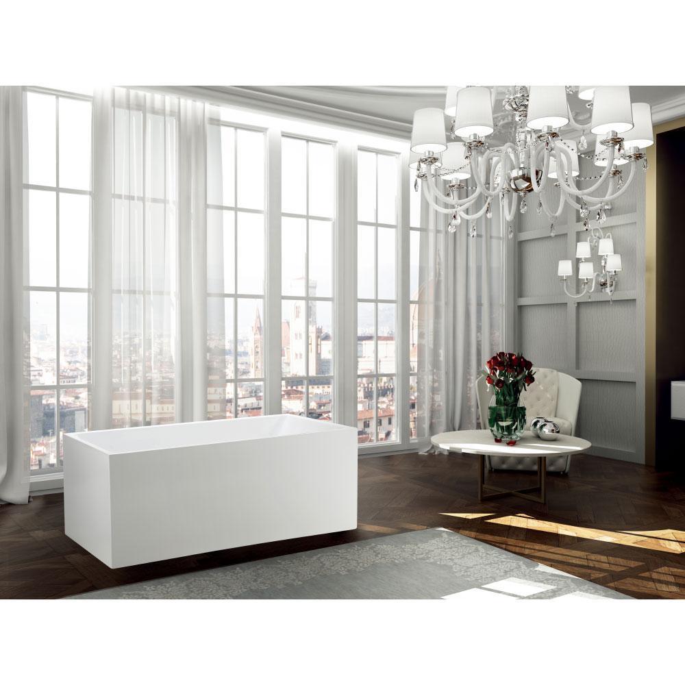 Catania 66.96 in. Acrylic Flatbottom Non-Whirlpool Freestanding Bathtub in Glossy White - Super Arbor