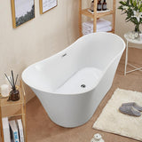 Calais 67 in. Acrylic Flatbottom Freestanding Bathtub in White - Super Arbor