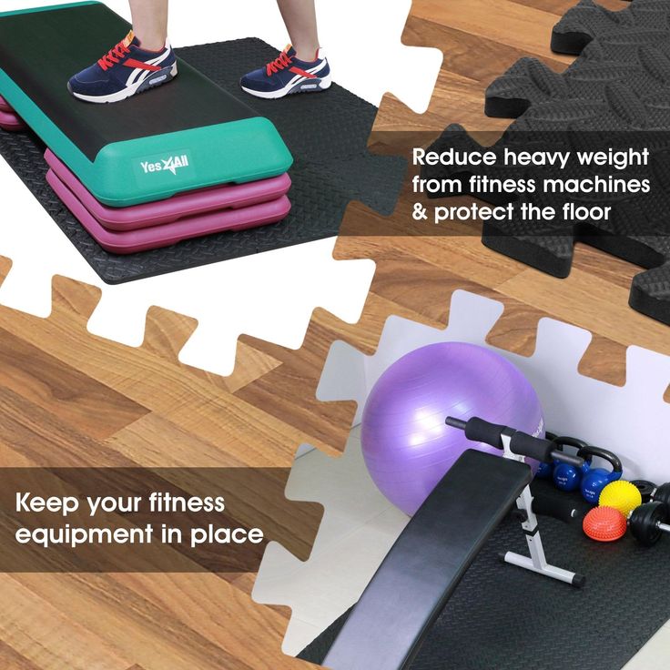 Yes4All Interlocking Exercise Foam Mats with Border, 12 Sq Ft, Black