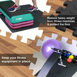 Yes4All Interlocking Exercise Foam Mats with Border, 12 Sq Ft, Black