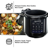6 Qt. Black Electric Triple Layer Titanium Coating Multi-Pressure Cooker with Built-In Timer and Pre-Settings