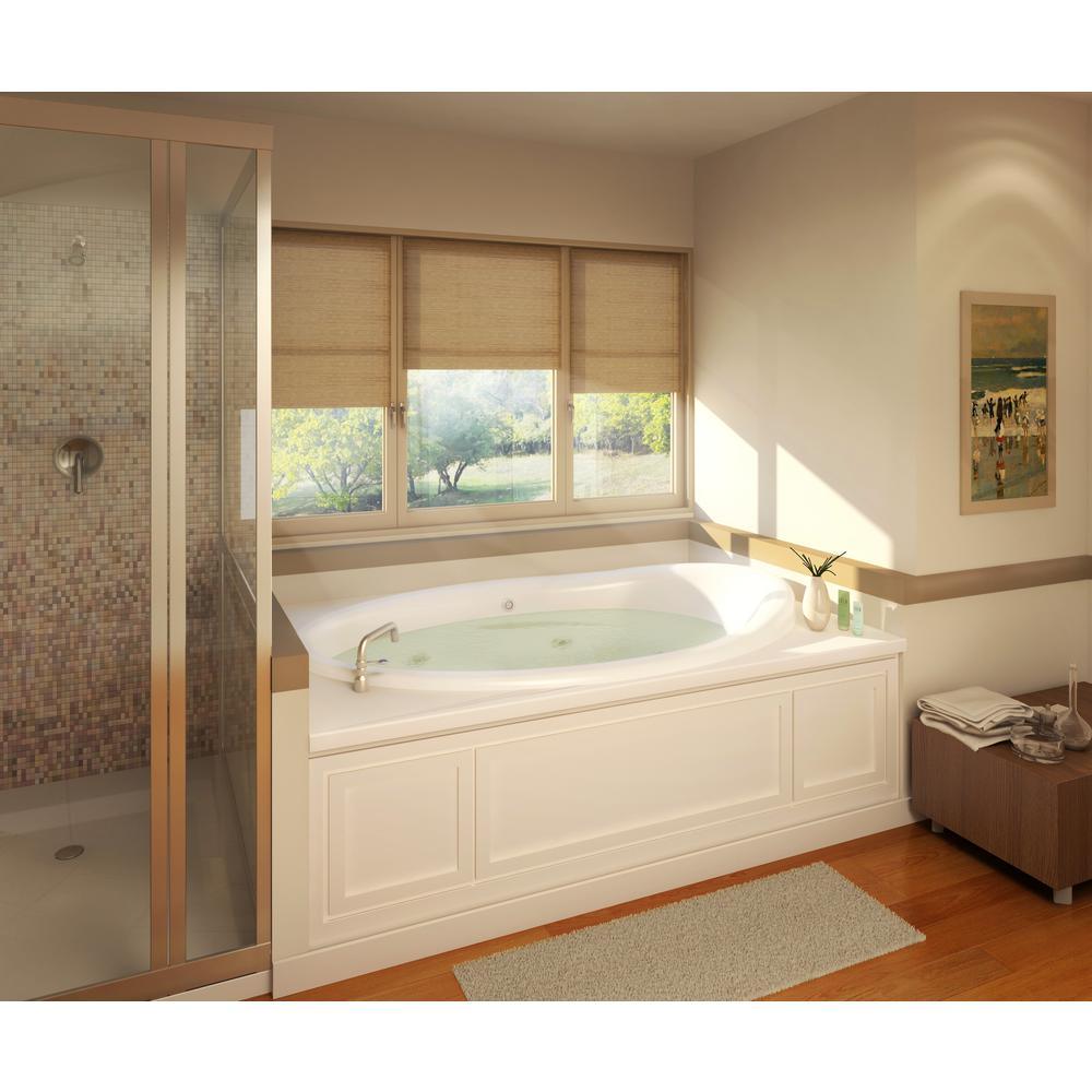 Starla 60 in. Acrylic Reversible Drain Oval Drop-in Whirlpool Bathtub with Heater in White - Super Arbor
