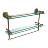22 in. L  x 12 in. H  x 5 in. W 2-Tier Clear Glass Bathroom Shelf with Towel Bar in Polished Chrome - Super Arbor