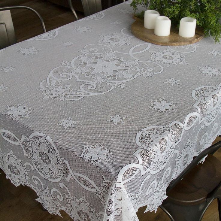 Snowflake White Polyester Tablecloth