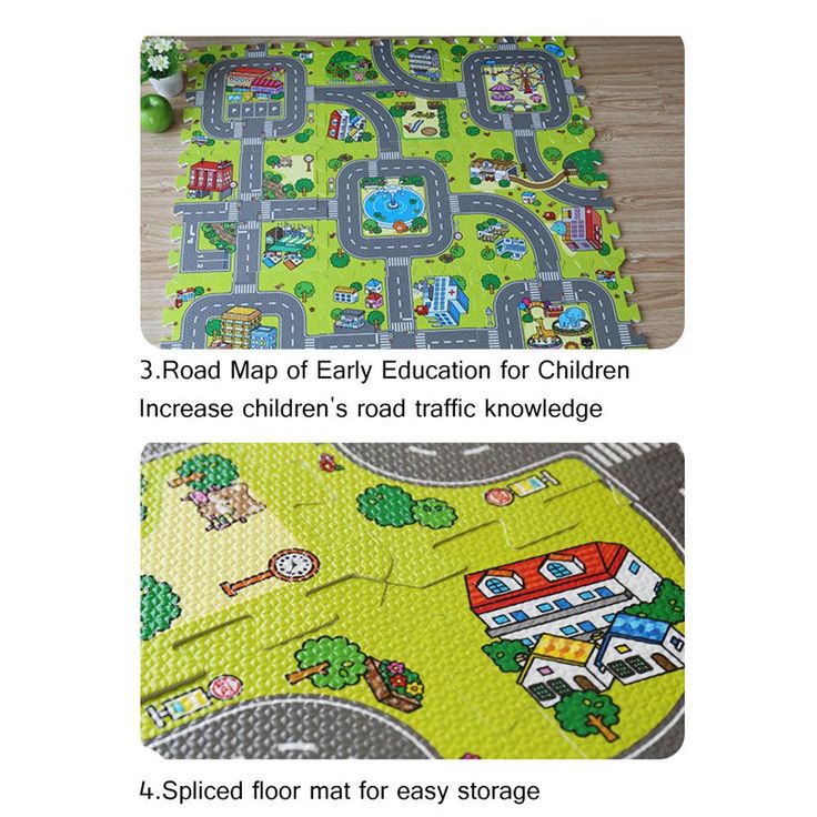 Traffic Play Mat Puzzle Foam Interlocking Tiles Kids Road Traffic Play Rug Children Educational Playmat Rug Baby Play Set Mat
