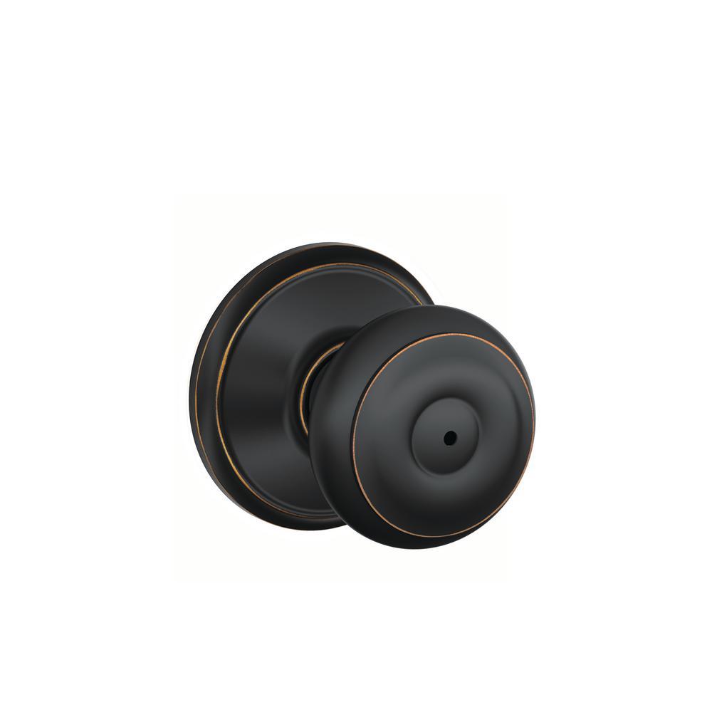 Georgian Satin Nickel Privacy Bed/Bath Door Knob (8-Pack) - Super Arbor