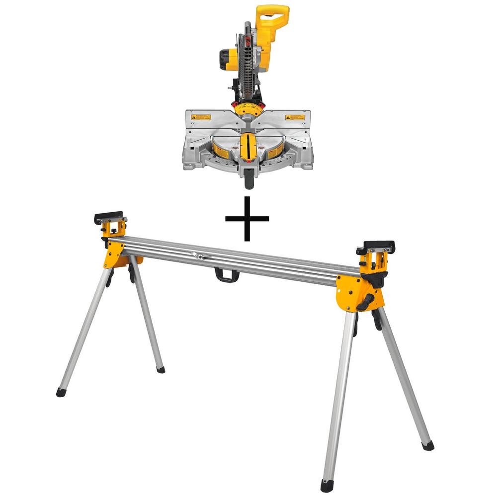 15 Amp Corded 12 in. Compound Double Bevel Miter Saw with Bonus Heavy-Duty Miter Saw Stand - Super Arbor