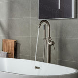 Alacant 67 in.¬†Acrylic Flatbottom Double Slipper White Bathtub with Brushed Nickel Faucet & Overflow and Drain - Super Arbor