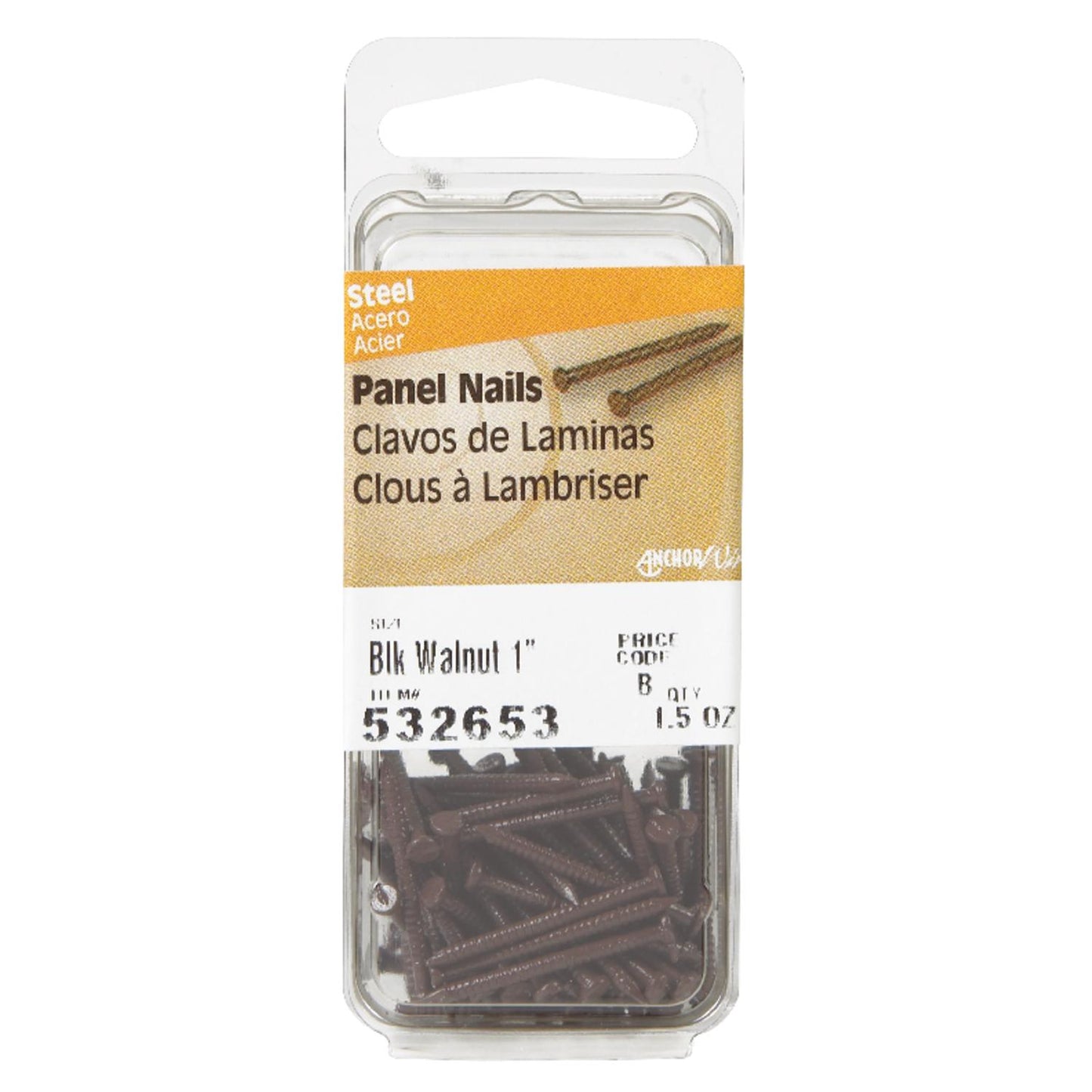 Hillman 1 in. Panel Steel Nails, Large Head - Black Walnut Finish (1.5 oz)