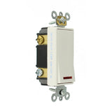 20 Amp Decora Plus Commercial Grade Single Pole Rocker Switch with Pilot Light, White - Super Arbor