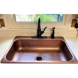 Angelico All-In-One Copper Drop-In 33 in. 3-Hole Single Bowl Kitchen Sink with Pfister Bronze Faucet and Drain