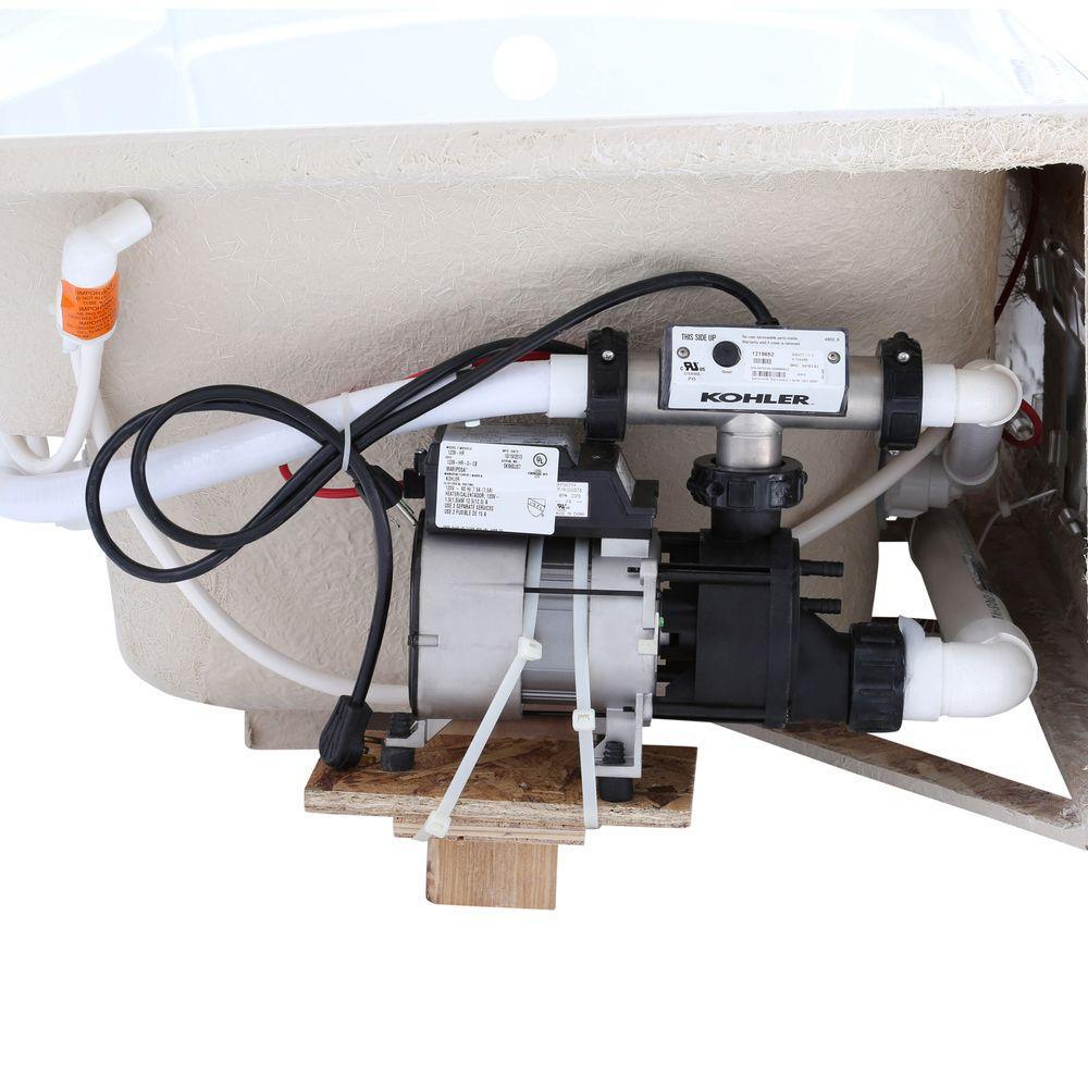 Mariposa 5 ft. Whirlpool Tub with Integral Farmhouse Apron Right-Hand Drain and Heater in White - Super Arbor