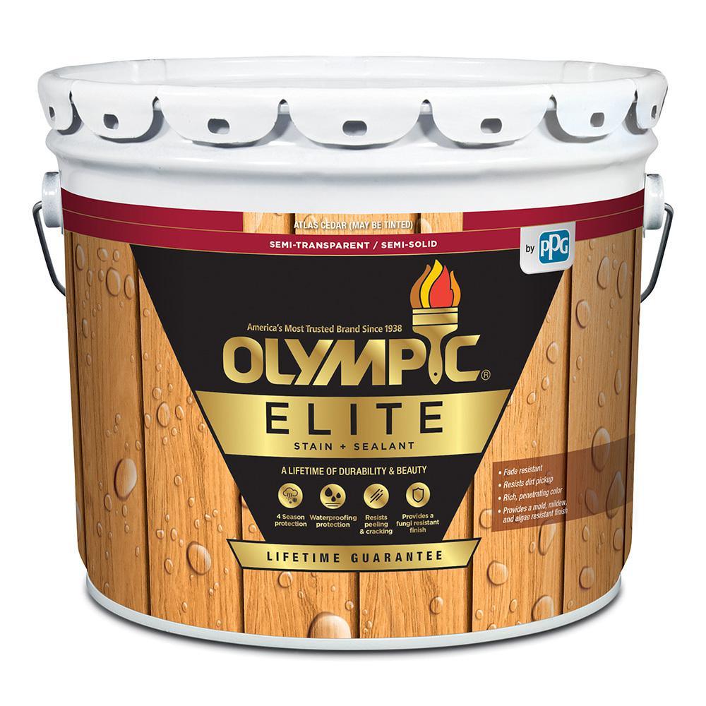 Olympic Elite 3 Gal. Atlas Cedar Semi-Transparent Stain and Sealant in One - Super Arbor