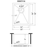 Undermount Stainless Steel 14 in. Bar Prep Single Bowl Kitchen Sink 16-Gauge