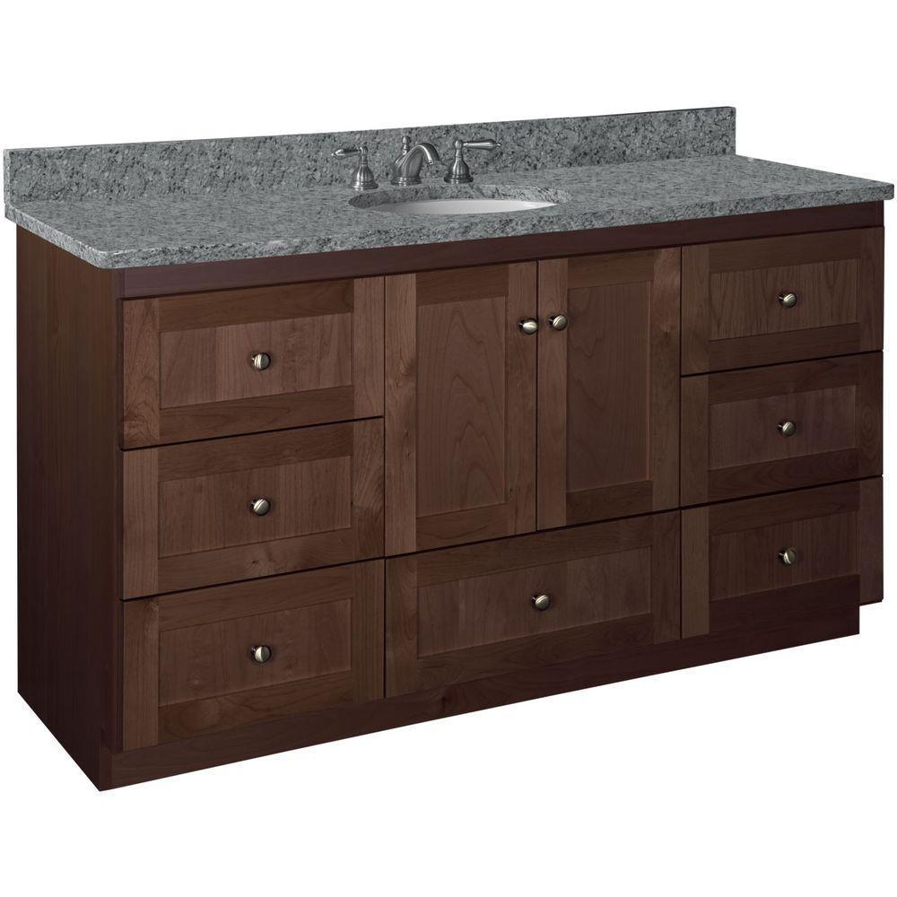 Shaker 42 in. W x 21 in. D x 34.5 in. H Vanity Cabinet Only in Natural Alder - Super Arbor