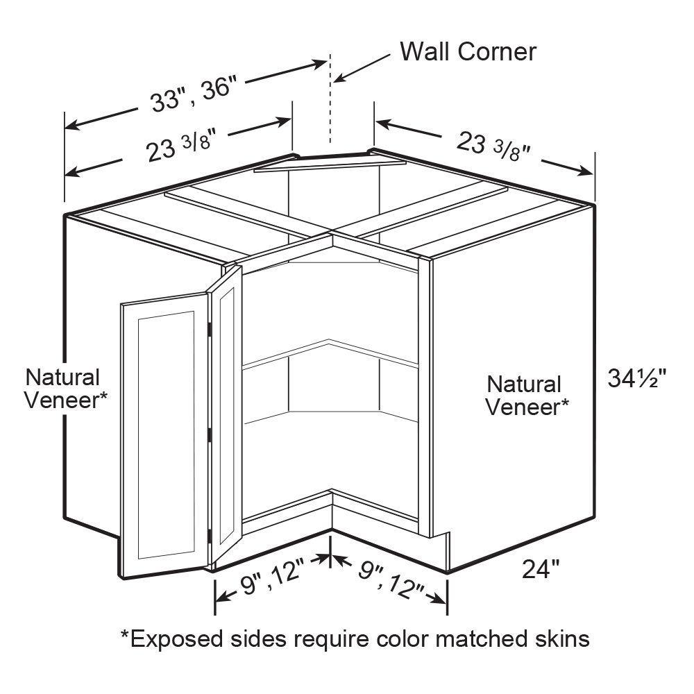 Vesper White Shaker Assembled Plywood 36 in. x 34.5 in. x 24 in. Easy Reach Corner Base Kitchen Cabinet Left Hand - Super Arbor