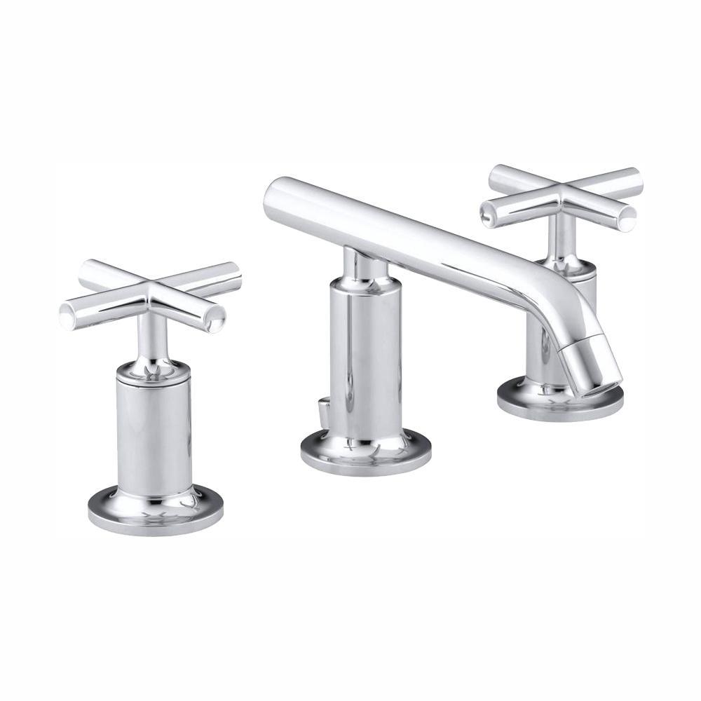 Purist 8 in. Widespread 2-Handle Mid-Arc Bathroom Faucet in Vibrant Modern Brushed Gold - Super Arbor