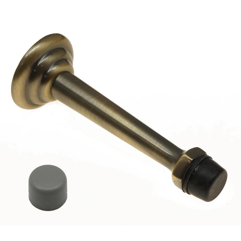 3-3/4 in. Solid Brass Fancy 3-Ring Base Door Stop in Matte Black - Super Arbor
