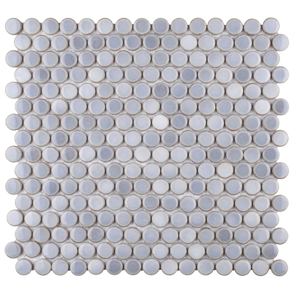 Merola Tile Hudson Penny Round Grey Eye 12 in. x 12 in. Porcelain Mosaic Tile (10.74 sq. ft. / Case)
