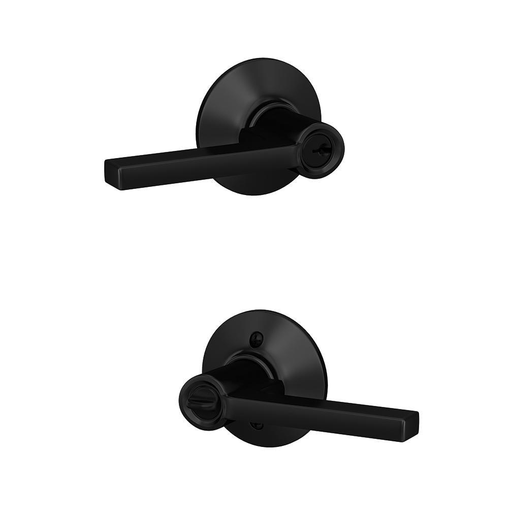 Latitude Matte Black Keyed Entry Door Lever - Super Arbor