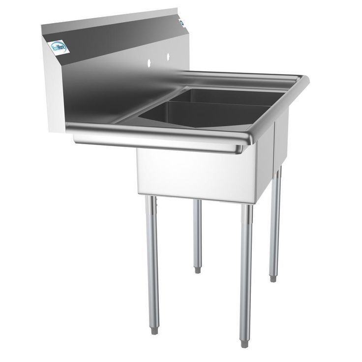 Freestanding Stainless Steel 43 in. 2-Hole Double Bowl Commercial Kitchen Sink