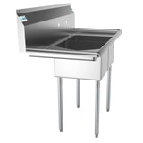 Freestanding Stainless Steel 43 in. 2-Hole Double Bowl Commercial Kitchen Sink