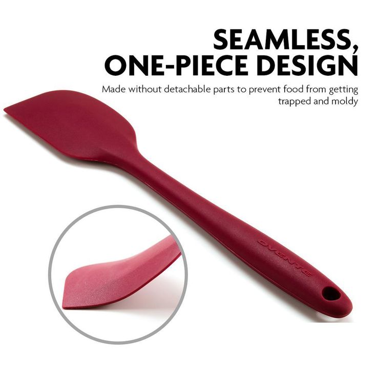 Premium Silicone BPA-Free, Spatula with Stainless Steel Core 500F Heat-Resistant, Non-Stick, Dishwasher Safe, Red