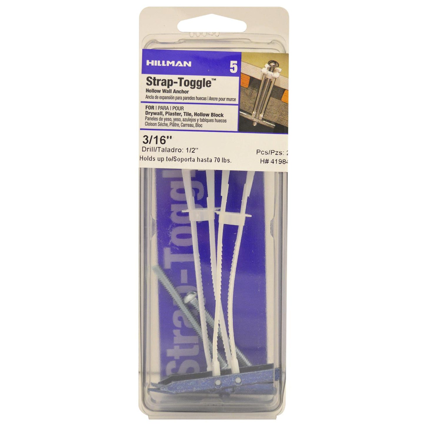 Hillman Rawl 3/16 in. x 2-1/2 in. Round Plastic RH Combo Strap Toggle, 2 Pack