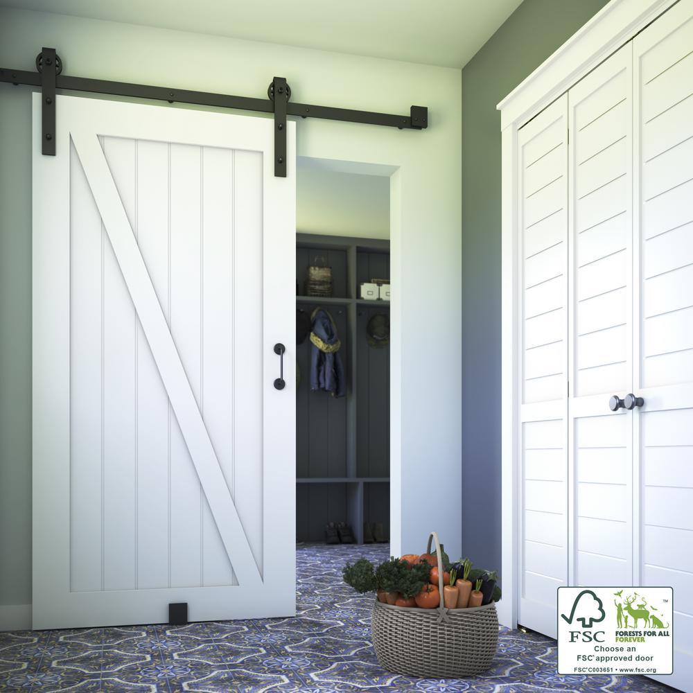 42 in. x 96 in. Z-Shape Solid Core White Primed Interior Barn Door Slab - Super Arbor