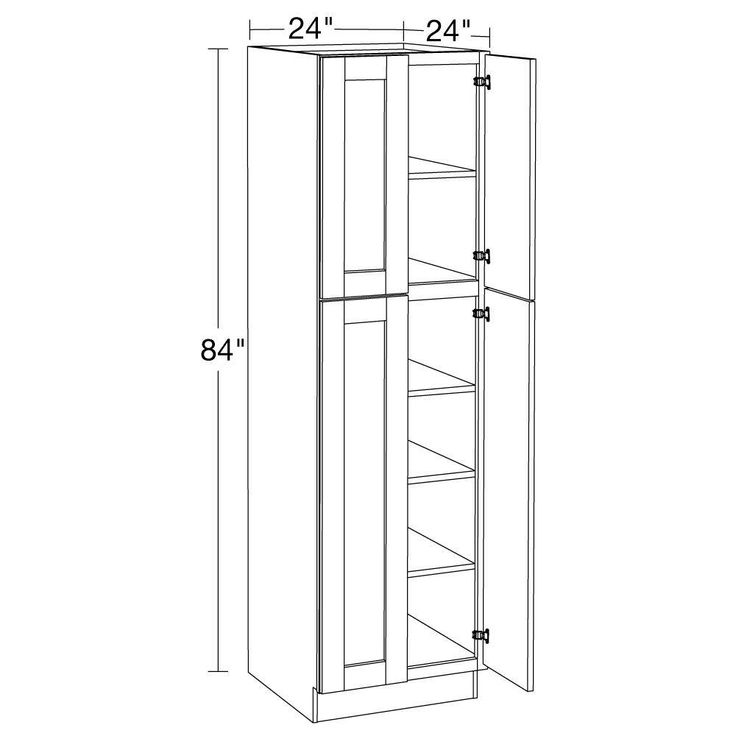 Home Decorators Collection Washington 24 in. W x 24 in. D x 84 in. H Assembled Plywood Pantry Kitchen Cabinet in Onyx with Soft Close