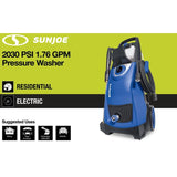 Sun Joe 2030 MAX PSI 1.76 GPM 14.5 Amp Electric Pressure Washer, Blue