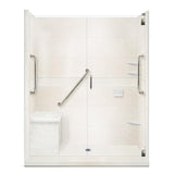Classic Freedom Grand Hinged 36 in. x 60 in. x 80 in. Left Drain Alcove Shower Kit in Natural Buff and Chrome - Super Arbor