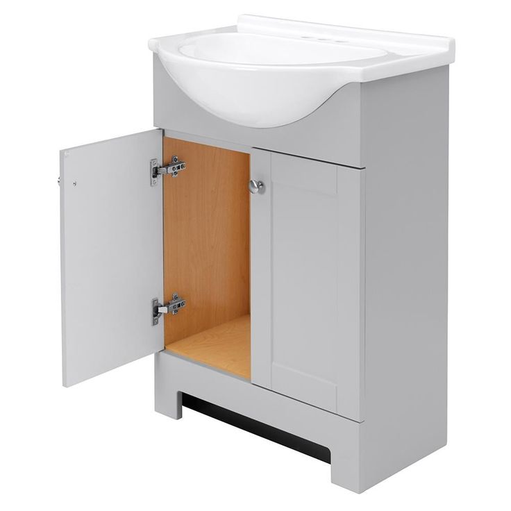 Style Selections Euro 25-in Gray Single Sink Bathroom Vanity with White Cultured Marble Top