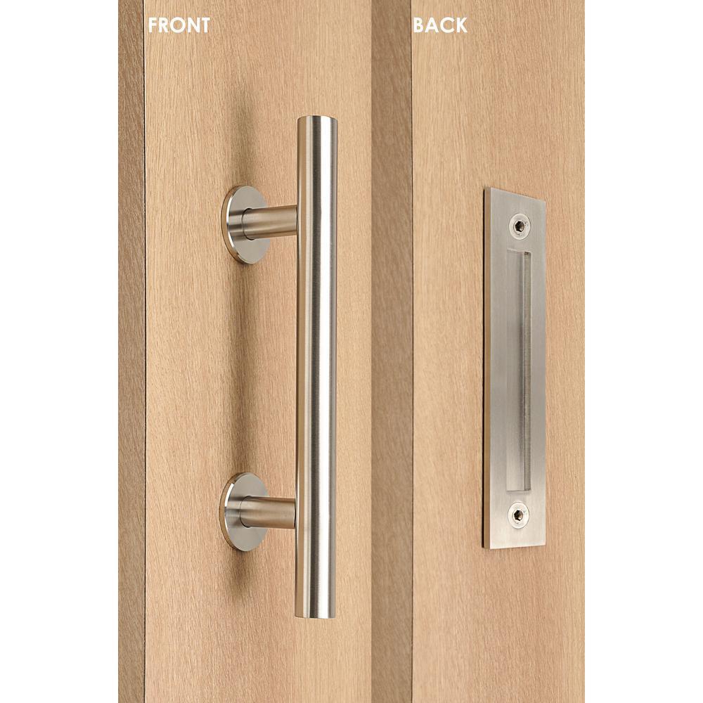Contemporary 12 in. Black Powdered Ladder Pull and Flush Sliding Barn Door Handle - Super Arbor