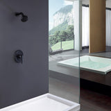 3-Spray Patterns 3.89 in. Wall Mount Fixed Shower Head Set in Matte Black - Super Arbor