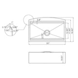 Handcrafted All-in-One Apron Mount 30 in. x 20 in. x 9 in. Single Bowl Kitchen Sink in Stainless Steel with Accessories