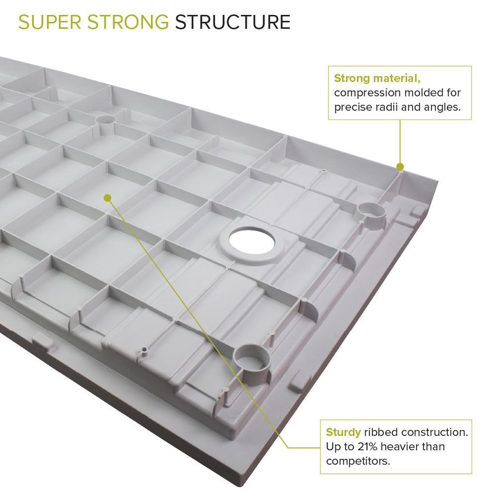 Linear 30 in. x 60 in. Single Threshold Shower Base with a Right Drain in Grey - Super Arbor