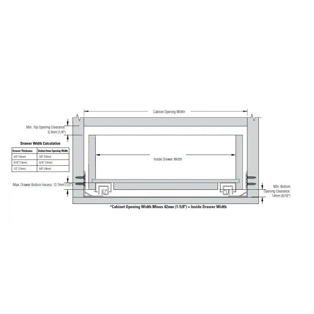 15 in. Full Extension Under Mount Soft Close Ball Bearing Drawer Slide with Rear Bracket Set (6-Pair) - Super Arbor