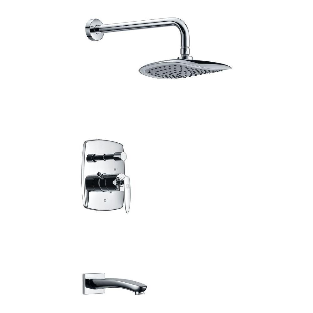 Tempo Series 1-Handle 1-Spray Tub and Shower Faucet in Brushed Nickel (Valve Included) - Super Arbor