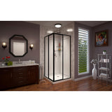 Cornerview 36 in. D x 36 in. W Framed Sliding Shower Kit in Satin Black with Shower Base in White, Corner Drain - Super Arbor
